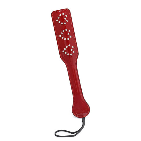 Hells Couture French Dungeon Diamond Heart Spanking Paddle Red Faux Leather - Paddles And Slappers