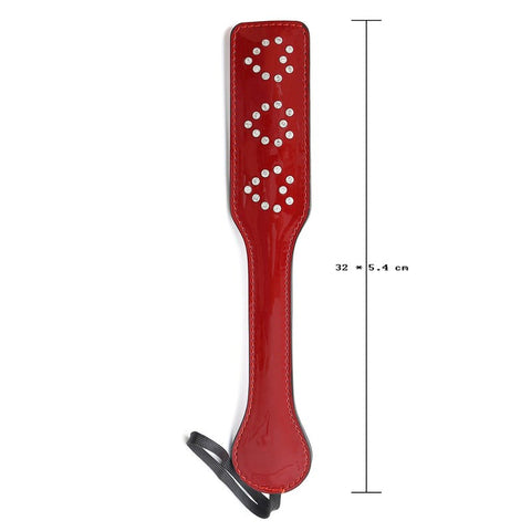 Hells Couture French Dungeon Diamond Heart Spanking Paddle Red Faux Leather - Paddles And Slappers