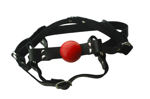Spartacus Enterprises Full Head Harness with 1.5in Red Bondage Ball Gag - Bondage Gags and Bits