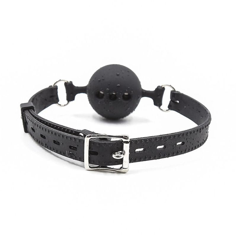 BDStyle Full Silicone Breathable Ball Gag Black BDSM Restraint - Bondage Gags and Bits