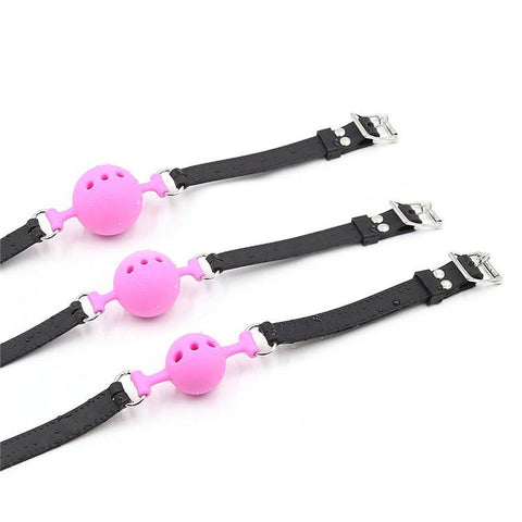 BDStyle Full Silicone Breathable Ball Gag Black BDSM Restraint - Bondage Gags and Bits