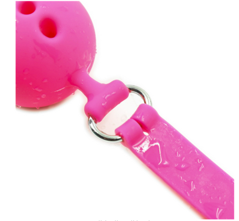BDStyle Full Silicone Breathable Ball Gag Pink with Adjustable Strap - Bondage Gags and Bits