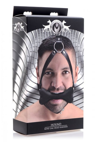 XR Brands Hound Bone Gag Head Harness with Silicone Bone Gag - Bondage Gags and Bits
