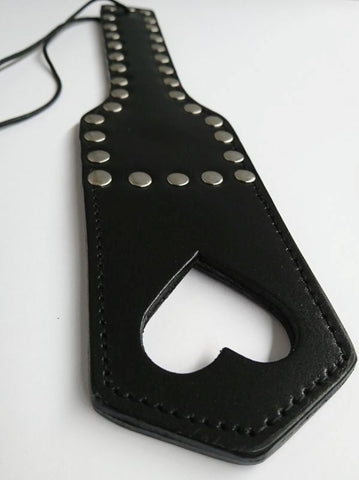 Hells Couture Inxtasy Discipline Paddle with Heart Cut Out Leather BDSM - Paddles And Slappers