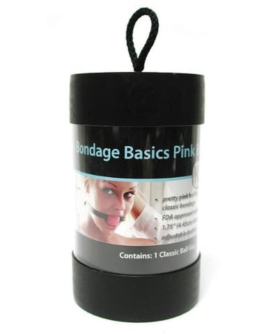 The Stockroom Kinklab Bondage Basics Classic Ball Gag Pink Leather - Bondage Gags and Bits