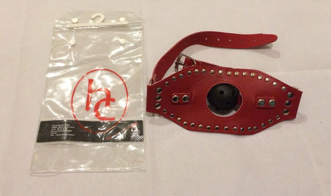 Hells Couture Kinky Leather Ball Gag Red Leather BDSM Restraint - Bondage Gags and Bits