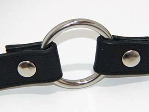 Hells Couture Leather Gag With Removable Metal O Ring BDSM Restraint - Bondage Gags and Bits