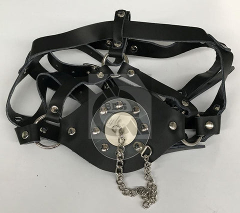 Leather Head Harness Gag with Stopper - Bondage Gags and Bits