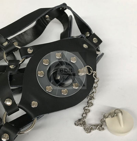 Leather Head Harness Gag with Stopper - Bondage Gags and Bits
