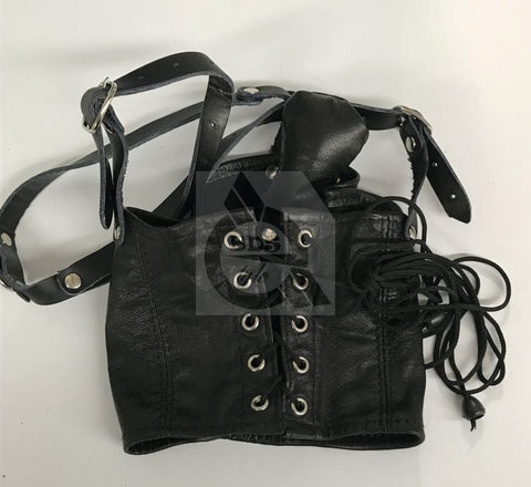 BDStyle Leather Neck Corset Harness with Stuffer Gag BDSM Restraint - Bondage Gags and Bits