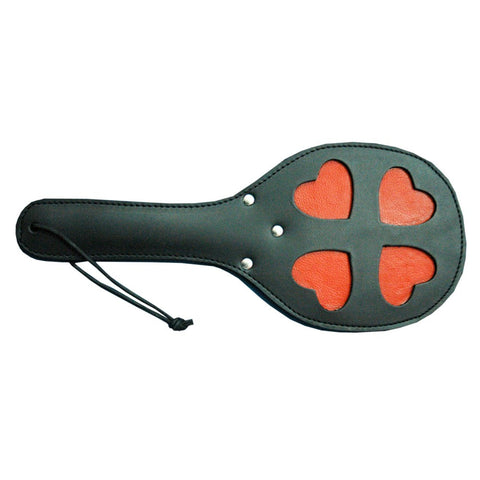 Hells Couture Leather Spanking Paddle with Red Hearts Impact Play - Paddles And Slappers