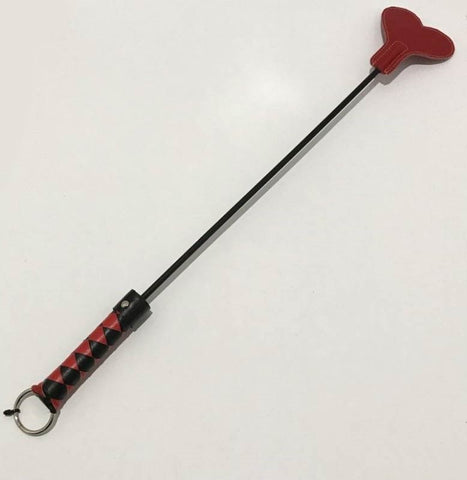 Hells Couture LicksandLashes Leather Crop With Heart Shaped Paddle Red Leather - Paddles And Slappers