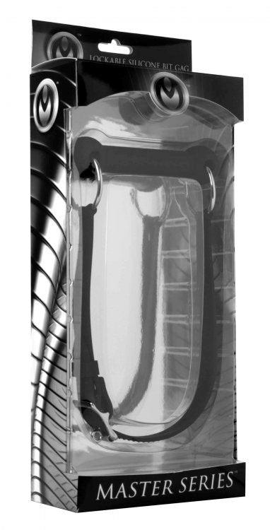 XR Brands Mr. Ed Locking Silicone Bit Gag Black BDSM Restraint - - Bondage Gags and Bits