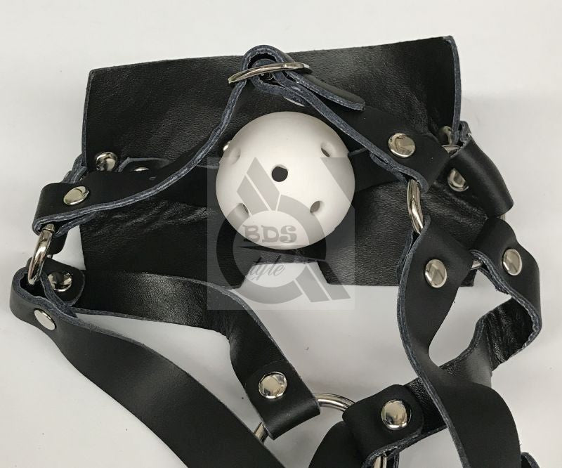 BDStyle Muzzle Bondage Ball Gag Head Harness with Adjustable Straps - Bondage Gags and Bits