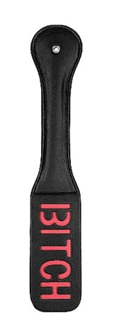 Shots Toys Ouch! BITCH Paddle Firm Leather Impact Sex Toy - Paddles And Slappers