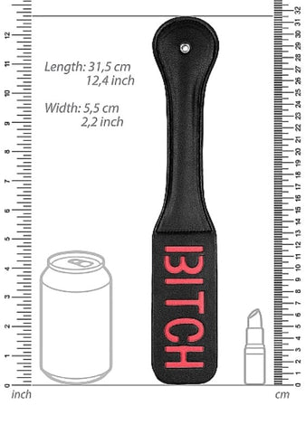 Shots Toys Ouch! BITCH Paddle Firm Leather Impact Sex Toy - Paddles And Slappers
