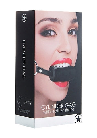 Shots Toys Ouch! Cylinder Gag with Quality Leather Straps - Bondage Gags and Bits