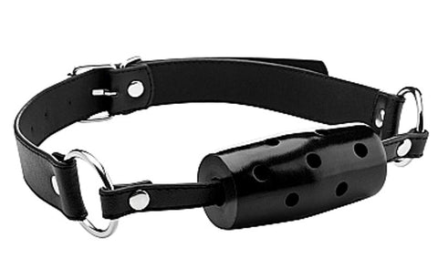 Shots Toys Ouch! Cylinder Gag with Quality Leather Straps - Bondage Gags and Bits