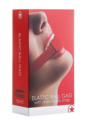 Shots Toys Ouch! Elastic Ball Gag Red with Elastic Strap - Bondage Gags and Bits