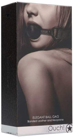 Shots Toys Ouch! Elegant Bondage Ball Gag Titanium Grey BDSM Restraint - Bondage Gags and Bits
