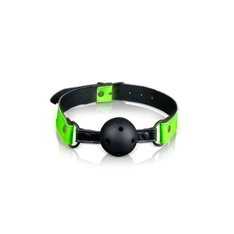 Shots Toys OUCH! Glow in Dark Breathable Ball Gag Luminous BDSM Play - Bondage Gags and Bits