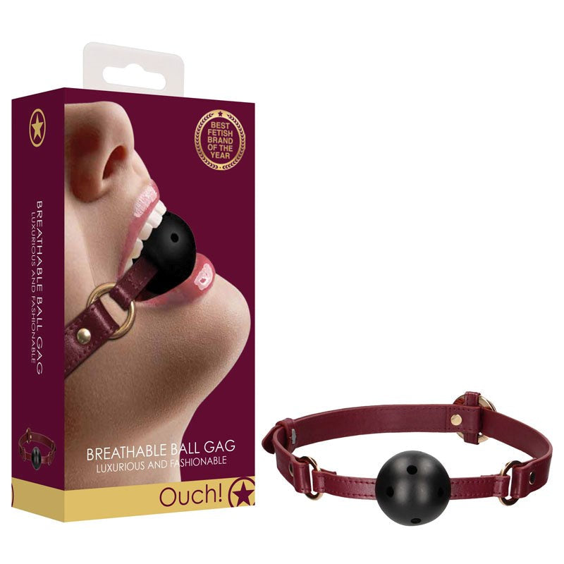 Shots Toys OUCH! Halo Breathable Ball Gag with Golden Accents - - Bondage Gags and Bits
