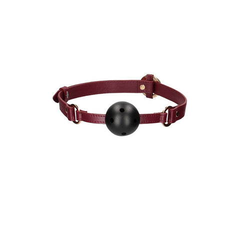 Shots Toys OUCH! Halo Breathable Ball Gag with Golden Accents - Bondage Gags and Bits