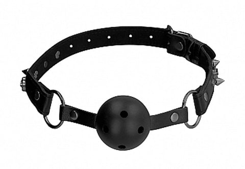 Shots Toys Ouch! Skull and Bones Breathable Ball Gag with Safety Holes - Bondage Gags and Bits