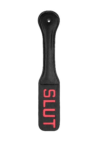 Shots Toys Ouch! SLUT Paddle Firm Leather Impact Play Adult Toy - Paddles And Slappers