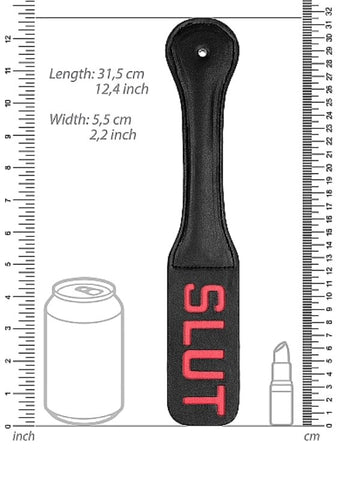 Shots Toys Ouch! SLUT Paddle Firm Leather Impact Play Adult Toy - Paddles And Slappers