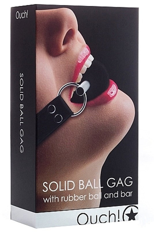 Shots Toys Ouch! Solid Ball Gag with Adjustable Leather Straps - - Bondage Gags and Bits