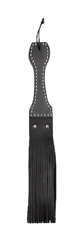 Shots Toys Pain Leather Belt Slapper with Multi Looped Tails BDSM Impact - Paddles And Slappers