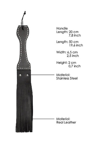 Shots Toys Pain Leather Belt Slapper with Multi Looped Tails BDSM Impact - Paddles And Slappers