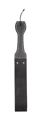 Shots Toys Pain Leather Belt Whip Slapper with Wooden Handle BDSM Impact - Paddles And Slappers
