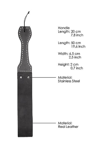 Shots Toys Pain Leather Belt Whip Slapper with Wooden Handle BDSM Impact - Paddles And Slappers