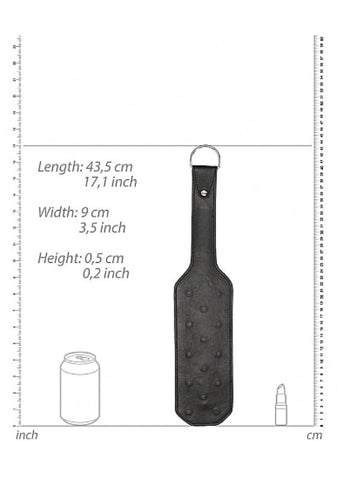 Shots Toys Pain Leather Vampire Bondage Paddle with 14 Studs - Paddles And Slappers