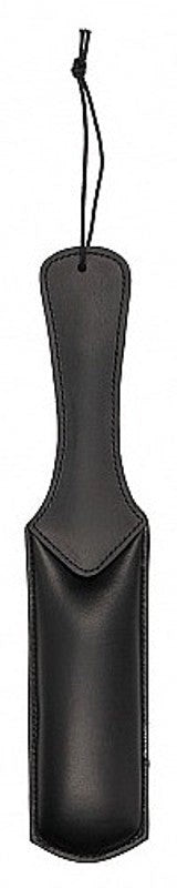 Shots Toys Pain Poly Cricket Paddle Black Leather BDSM Impact Play - - Paddles And Slappers