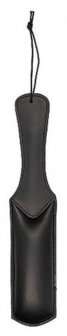 Shots Toys Pain Poly Cricket Paddle Black Leather BDSM Impact Play - Paddles And Slappers