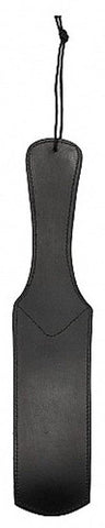 Shots Toys Pain Poly Cricket Paddle Black Leather BDSM Impact Play - Paddles And Slappers