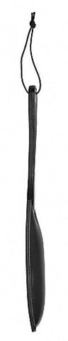Shots Toys Pain Poly Cricket Paddle Black Leather BDSM Impact Play - Paddles And Slappers
