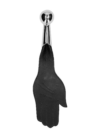 Shots Toys Pain Saddle Leather Hand Paddle Metal Ball Handle BDSM Impact - Paddles And Slappers