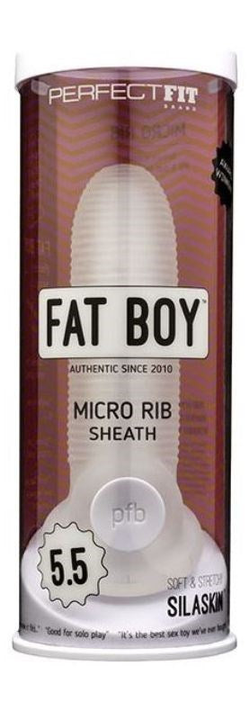 Perfect Fit Fat Boy Micro Ribbed Sheath Clear Penis Enhancement Sheath - - Penis Sleeves and Extenders