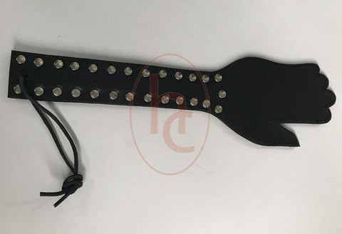 Hells Couture Puppy Cage Leather Hand Paddle Leather Impact Play - Paddles And Slappers