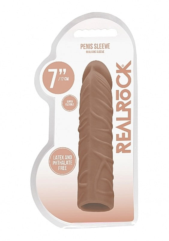 Shots Toys Realrock Skin Penis Sleeve 7 Inch Size Enhancement - - Penis Sleeves and Extenders