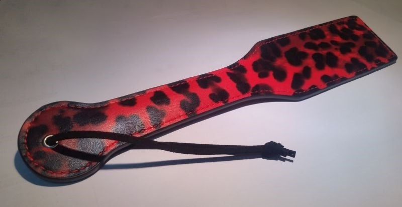 BDStyle Red Leopard Paddle Faux Leather BDSM Impact Adult Toy - Paddles And Slappers