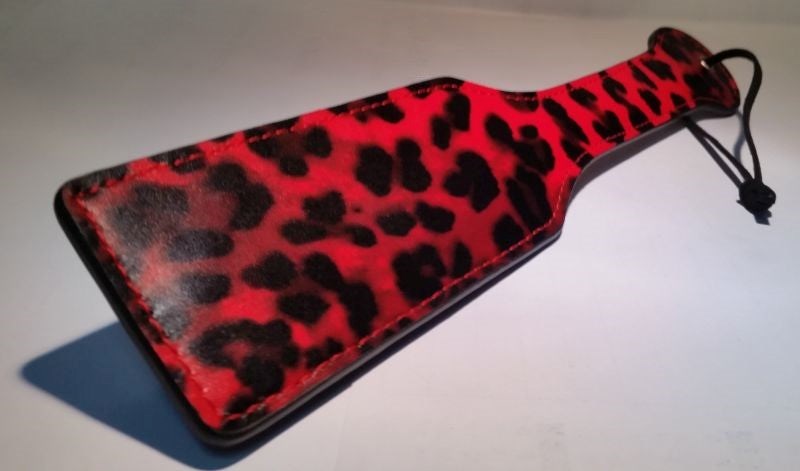 BDStyle Red Leopard Paddle Faux Leather BDSM Impact Adult Toy - Paddles And Slappers