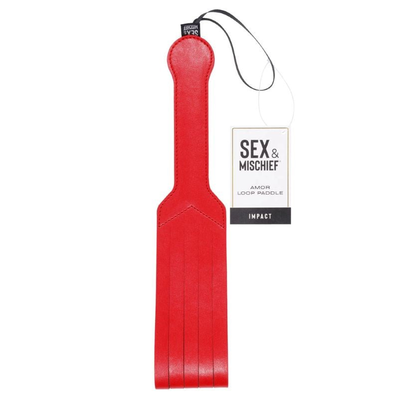 Sportsheets S&M Amor Loop Paddle Red Vegan Leather Impact Play - Paddles And Slappers