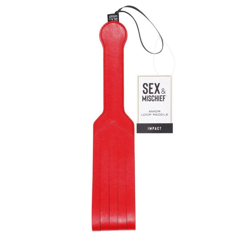 Sportsheets S&M Amor Loop Paddle Red Vegan Leather Impact Play - Paddles And Slappers