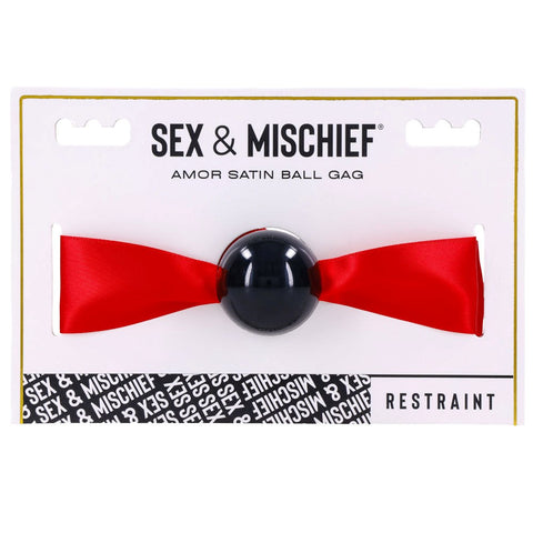 Sportsheets S&M Amor Satin Ball Gag Sensual Bondage with Satin Ribbon - Bondage Gags and Bits