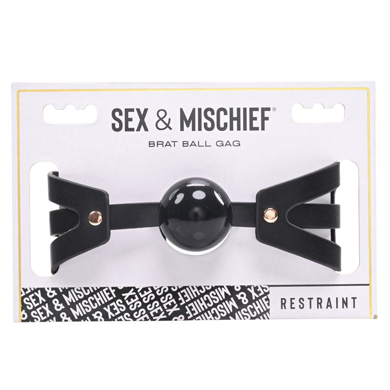 Sportsheets S&M Brat Ball Gag Rose Gold Black BDSM Restraint - Bondage Gags and Bits